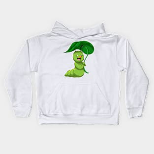 Caterpillar with Leaf as Parasol Kids Hoodie